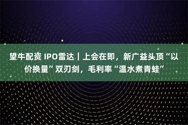 望牛配资 IPO雷达｜上会在即，新广益头顶“以价换量”双刃剑，毛利率“温水煮青蛙”