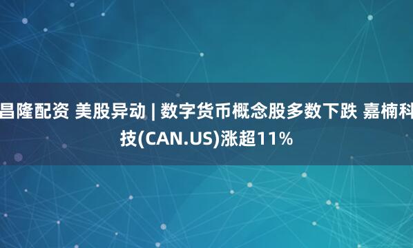 昌隆配资 美股异动 | 数字货币概念股多数下跌 嘉楠科技(CAN.US)涨超11%